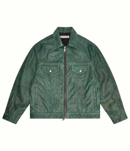 COLE BUXTON CRACKED LEATHER GREEN TRUCKER