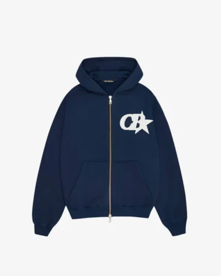 COLE BUXTON STAR ZIPPED BLUE HOODIE