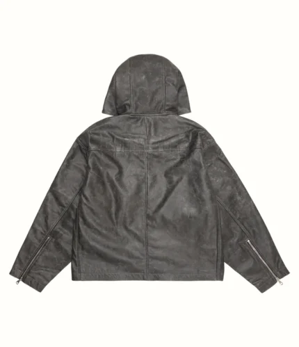 Cole Buxton Hooded Leather Jacket