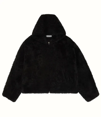 Cole Buxton Hooded Shearling Black Jacket