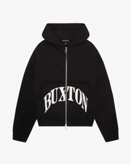 COLE BUXTON HEAVYWEIGHT CROPPED LOGO ZIP BLACK HOODIE