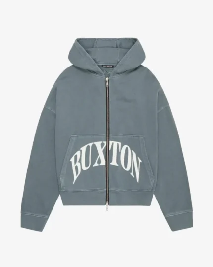 COLE BUXTON HEAVYWEIGHT CROPPED LOGO ZIP BLUE HOODIE